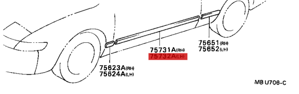 75732-20521-01 / Zierleiste Tür links Celica T18