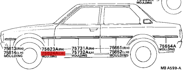 75624-12020 / Zierleiste Kotflügel links Corolla E7