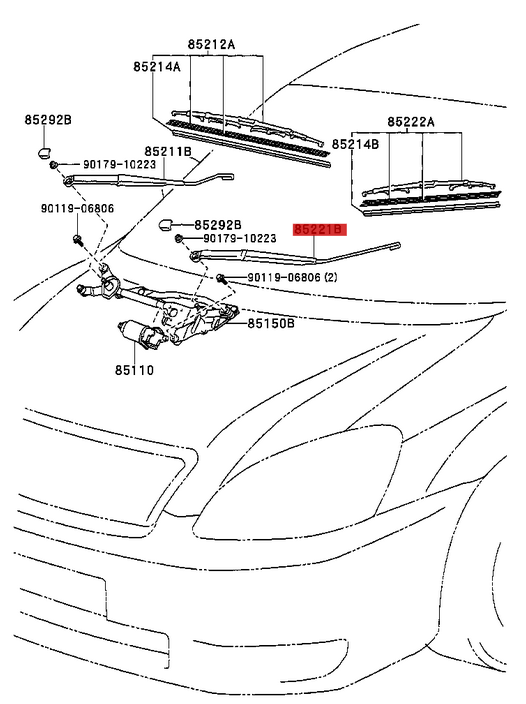 85221-44060 / Wischerarm vorne links Avensis Verso