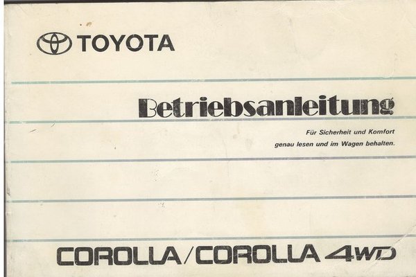 Betriebsanleitung Corolla E9 (1990)