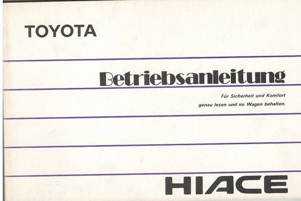 Betriebsanleitung Hiace H100 (1989)