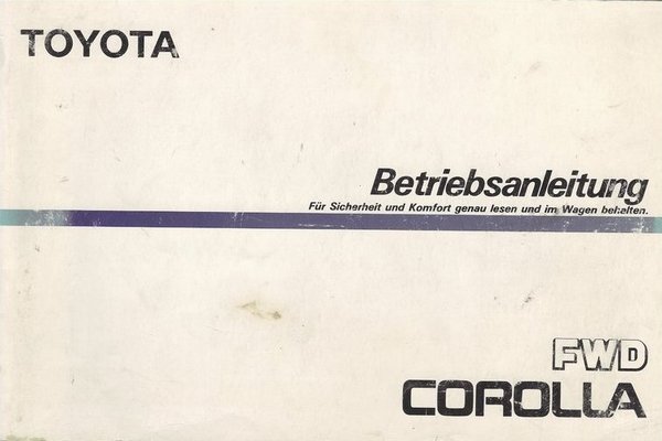 Betriebsanleitung Corolla E8 (1986)
