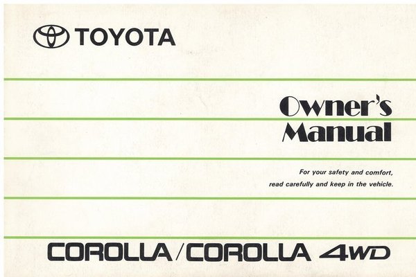 Owner's Manual Corolla E9 (1991)