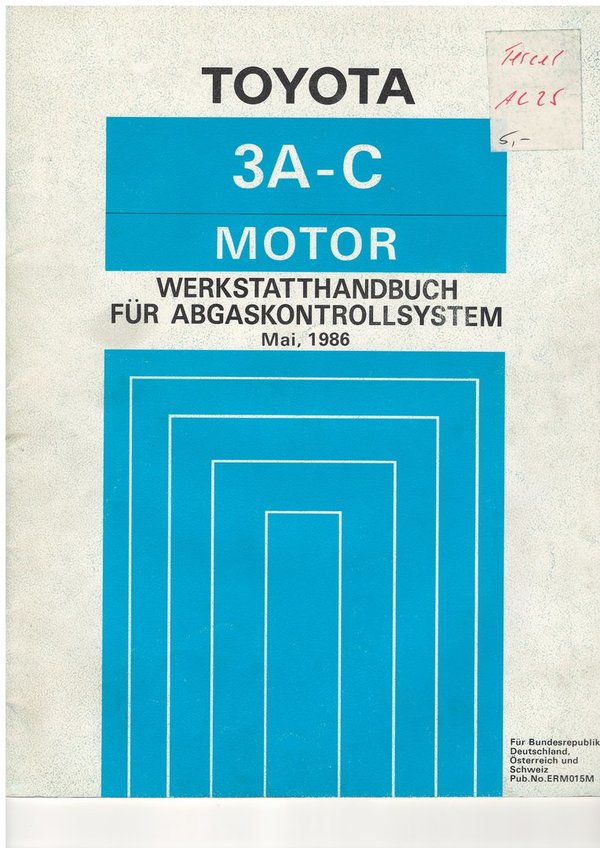 3A-C Motor Werkstatthandbuch für Abgaskontrollsystem (05/1986)