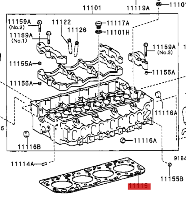 11115-27011-A0 / Zylinderkopfdichtung 1CD-FTV Motor