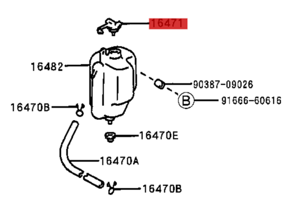 16405-02070 / Kühlwasserbehälter-Deckel Avensis T22