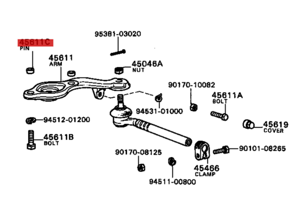 90253-15016 / Zylinderstift (für Achsenschenkel an Stoßdämpfer)
