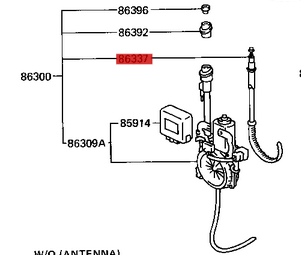 86337-32200 / Antennenstab mit Kabel / Camry V10, Celica T18, MR2 W2