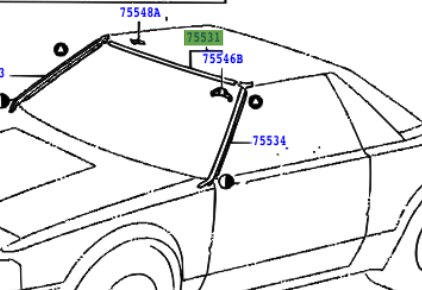 75531-17010  / MOULDING, WINDSHIELD, OUTER UPPER MR2 AW11